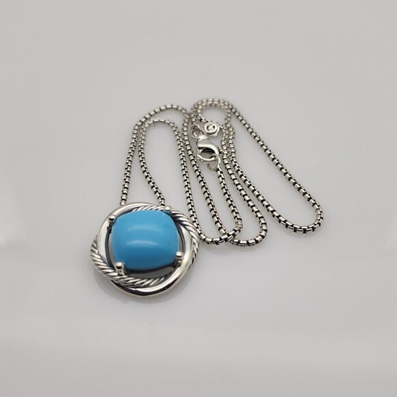 David Yurman Infinity 14mm Turquoise Pendant Necklace - Picture 2 of 5